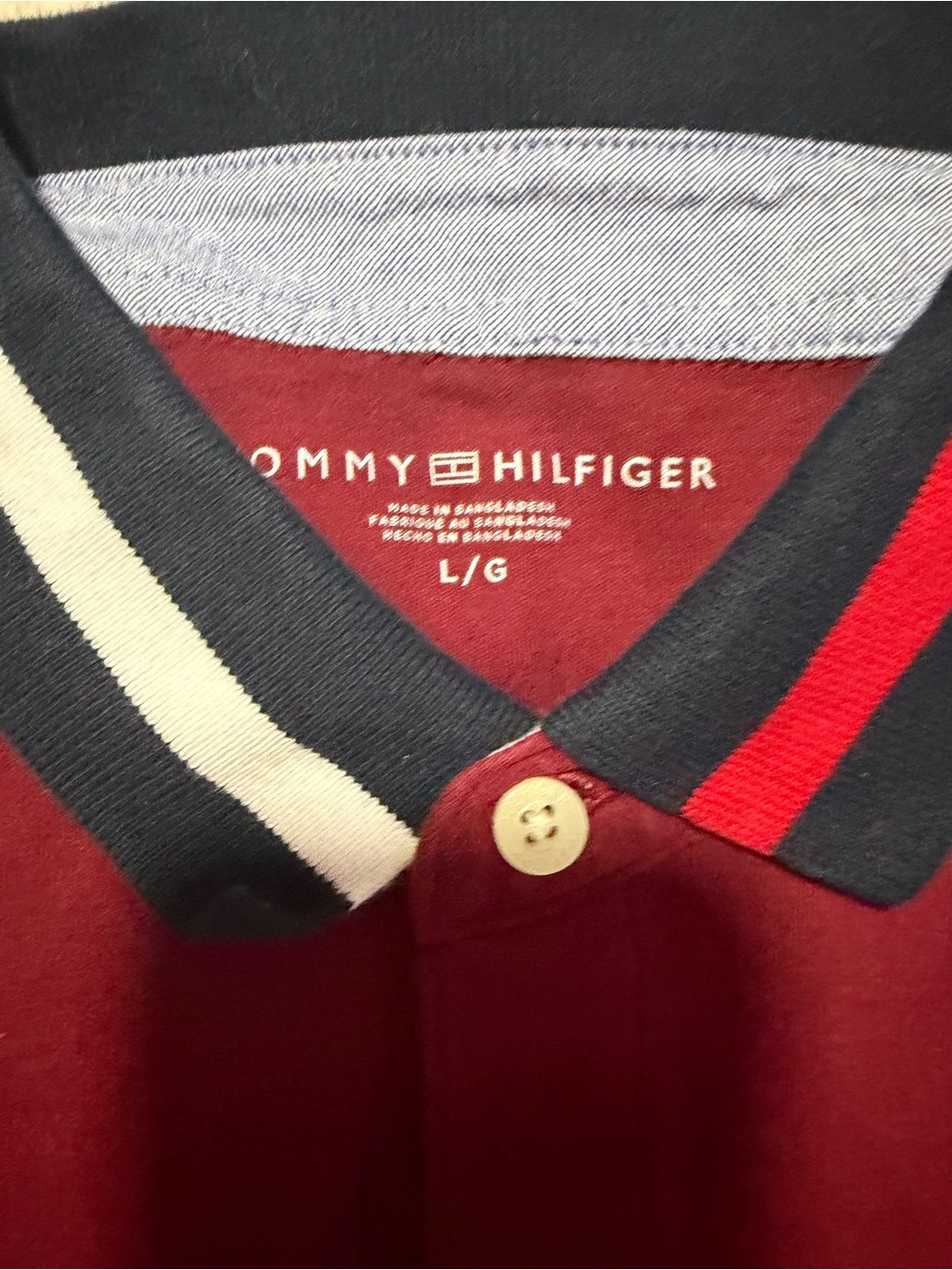 Tommy Hilfiger Burgundy Polo with Navy Contrast Collar and Stripe